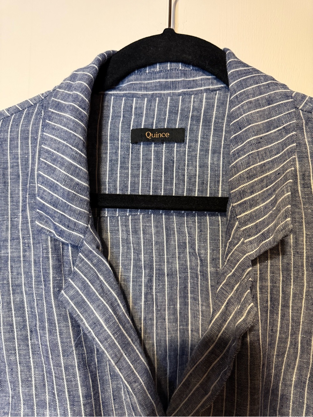 Quince 100% European Linen Button Front Dress in Chambray Stripe Size Small - Picture 4 of 8